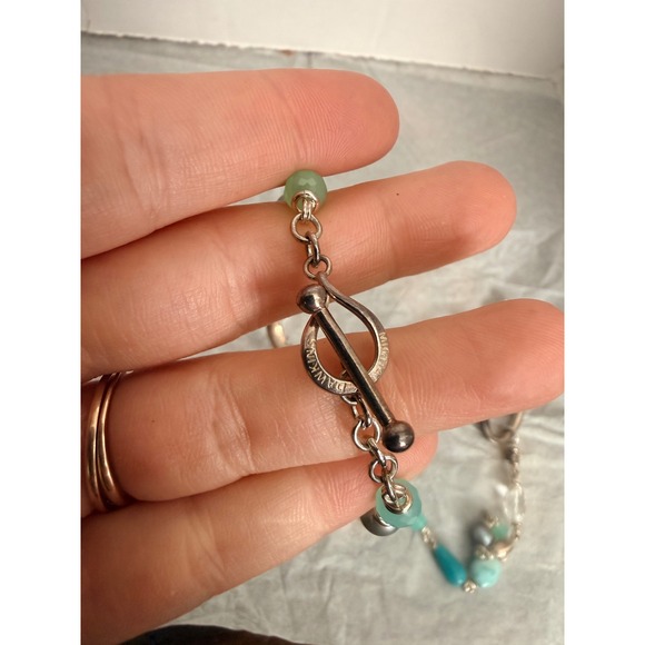 Michael Dawkins Sterling Silver Station Necklace Pearl Turquoise Beaded 36" - Picture 7 of 7